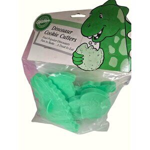 Wilton Dinosaur Cookie Cutters Set Of 4 Green Plastic 1987 Kids Baking Fun